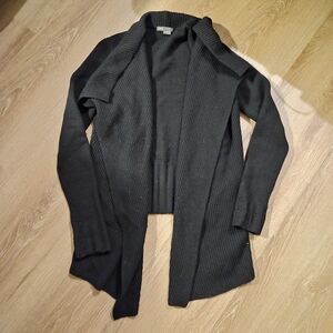 Vince Black Ribbed Wool YAK blend Open Cardigan Small